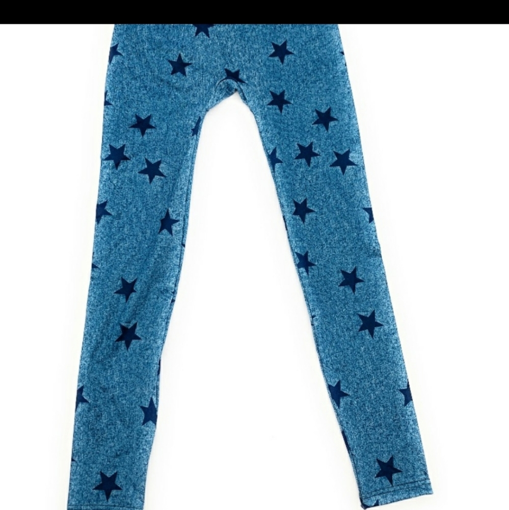 Hue First Looks Star Print Blue LeggingsNEW